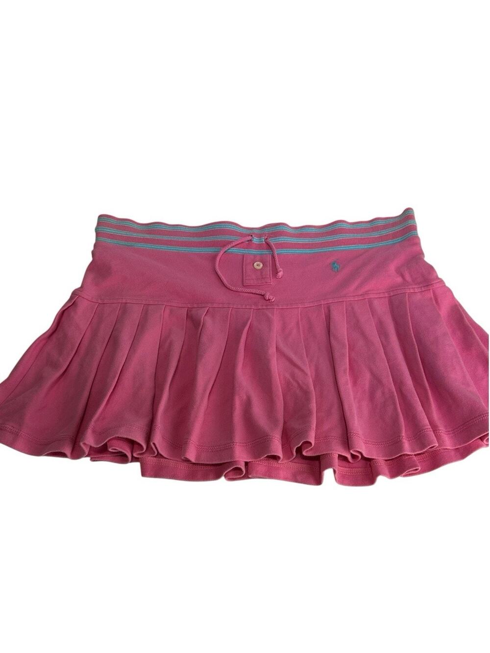 Ralph Lauren Girls Size XL 16 Pink Pique Pleated Tennis Skort Pony Drawstring